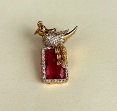 Handmade Brass Metal Jewellery Ruby Bird Pendant